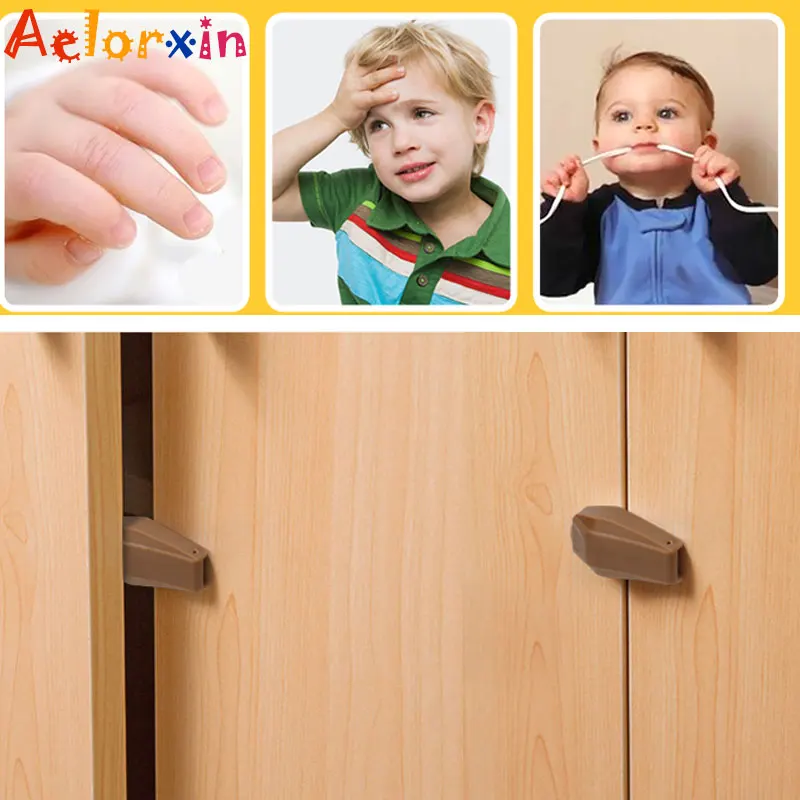 Caj&oacute;n de seguridad para ni&ntilde;os, dise&ntilde;o anticorta&uacute;&ntilde;as, transformaci&oacute;n autom&aacute;tica, bloqueo de gabinete, 4 unids/lote-0