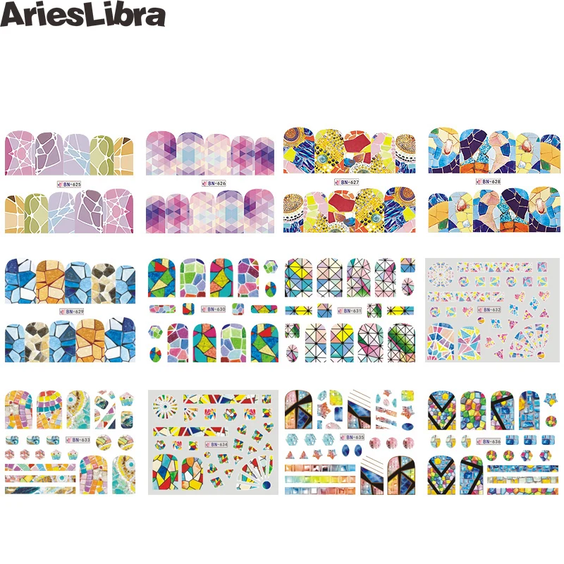 AriesLibra мраморная наклейка на ногти водная переводная для нейл арта декоративные