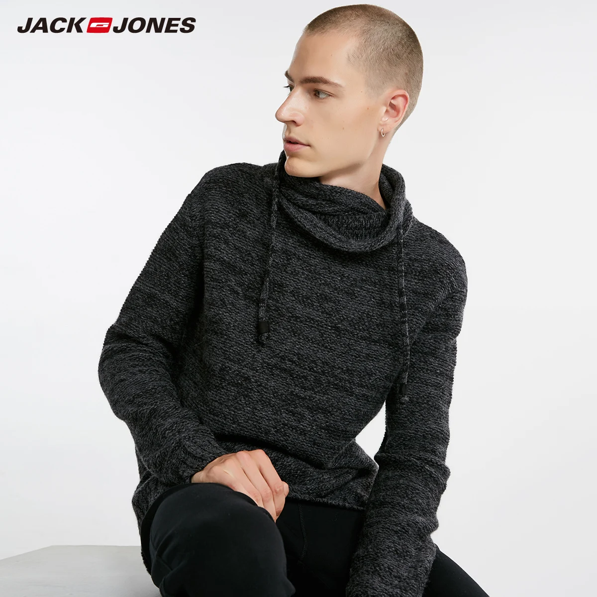 JackJones мужской зимний шерстяной пуловер с воротником-макетом свитера