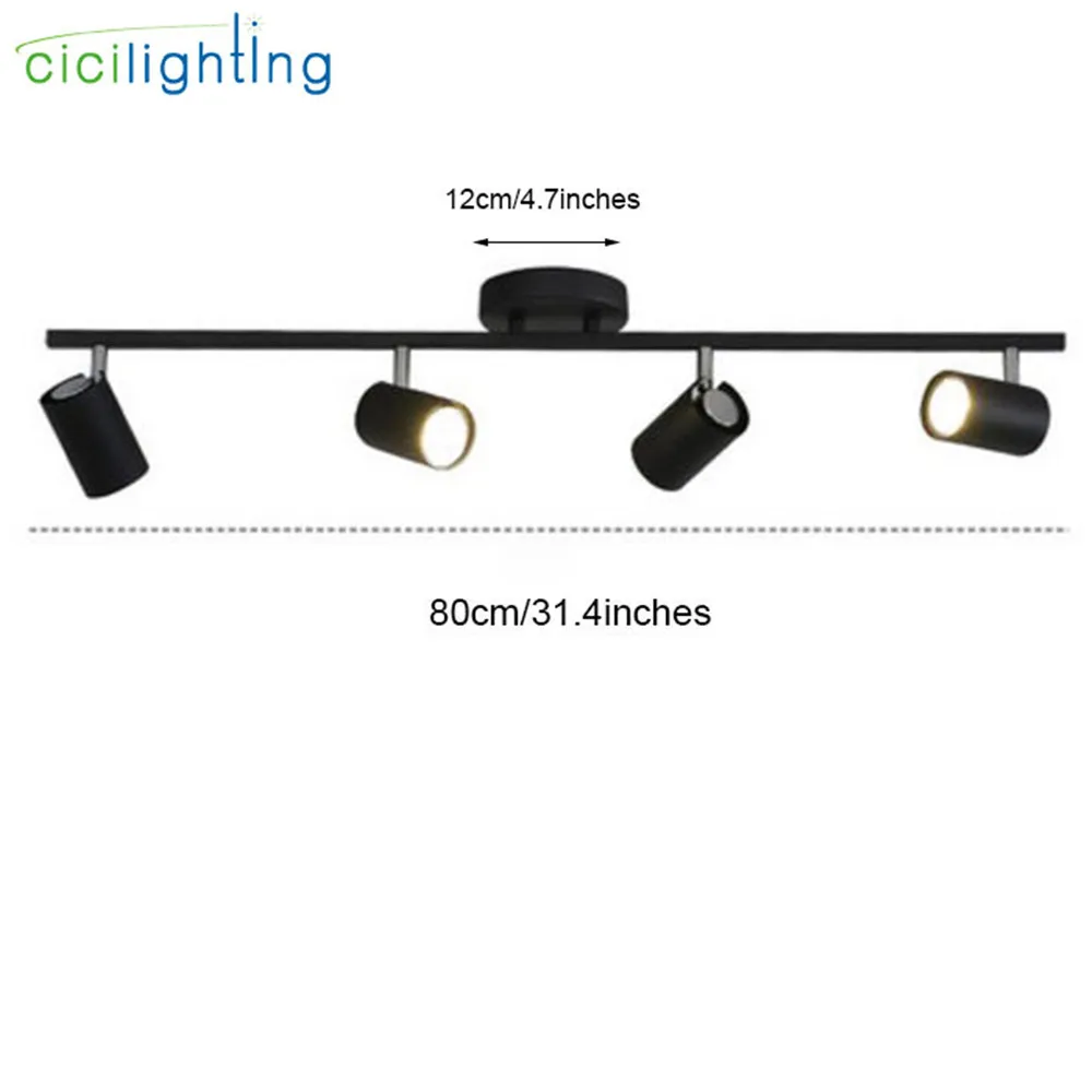 black 4-light Современный черный белый светодиодный потолочный светильник GU10 регулируемые металлические точечные потолочные светильники, промышленный магазин, светодиодный светильник - Цвет корпуса: black 4-light