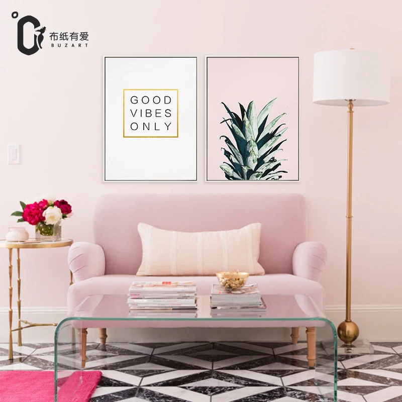 Настенный постер с изображением золотого ананаса в скандинавском стиле