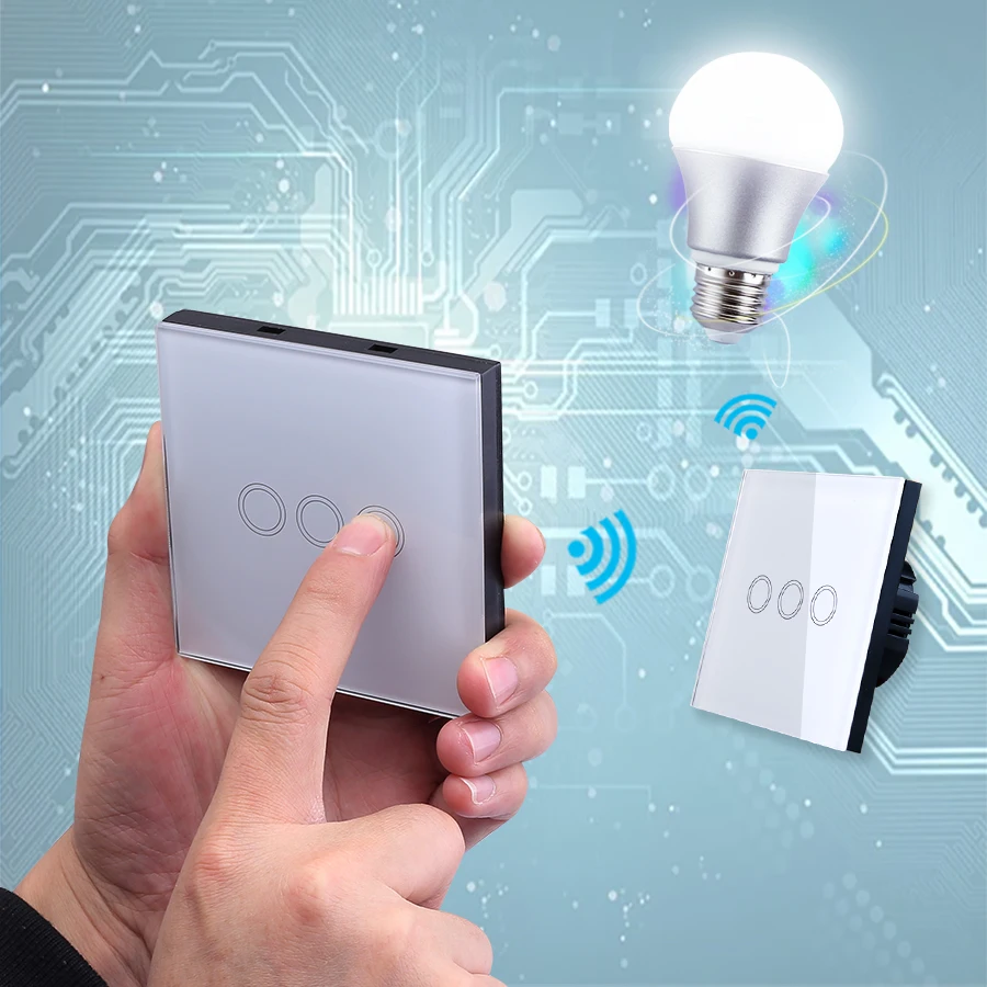 Vhome RF 433MHZ беспроводной пульт дистанционного управления со стеклянной панелью, переключатель для сенсорных выключателей, гаражных ворот, электрических штор