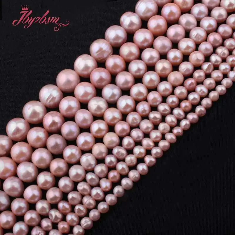 

5-6, 6-7 ,7-8 ,8-9mm Purple Nearround Natural Freshwater Pearl For DIY Necklace Bracelet Jewelry Making Beads 15" Free Shipping