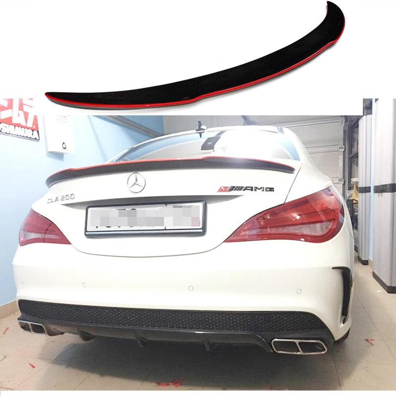 Спойлер из углеродного волокна для Mercedes CLA W117 стиль FD задний спойлер с красной