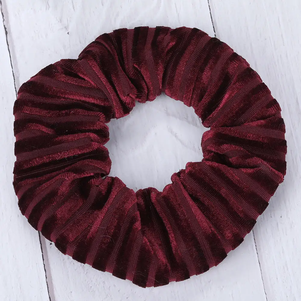 WINE RED Бархатные эластичные резинки для волос, женские резинки в полоску, модные женские головные уборы, резинки для волос, аксессуары для волос - Цвет: WINE RED