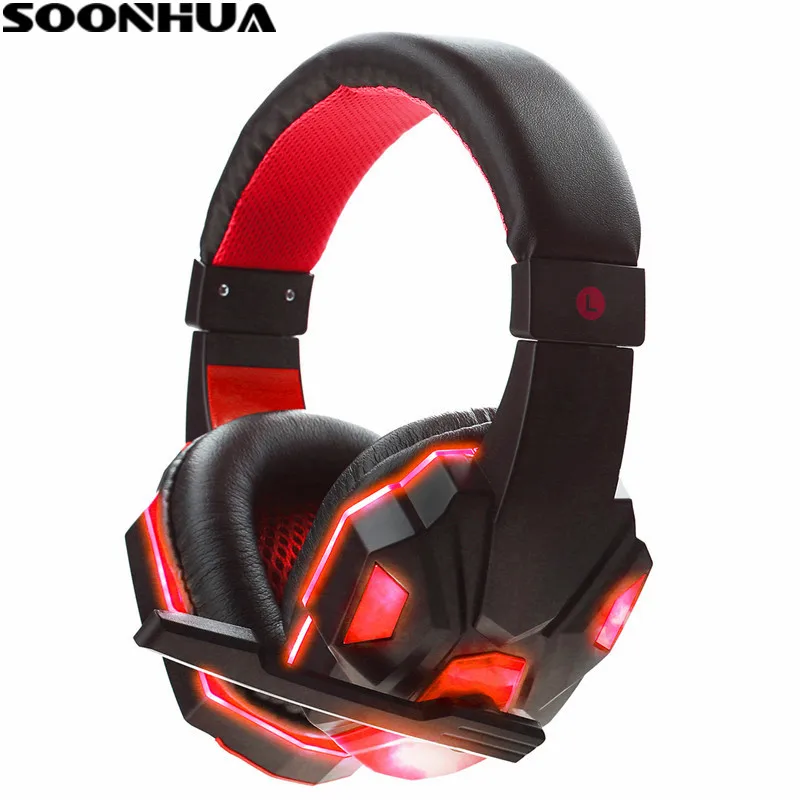 SOONHUA Pro светодиодный светильник Gamer наушники для работы за компьютером игровые