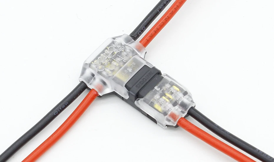 5 шт./лот 2 Pin 2 Way 300v 10a Универсальный Компактный проводной разъем Т-образный проводник клеммный блок с рычагом AWG 18-24