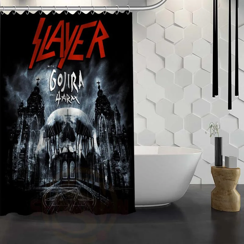 На заказ с логотипом Slayer занавеска для душа из водонепроницаемой ткани занавеска для ванной комнаты WJY1.17