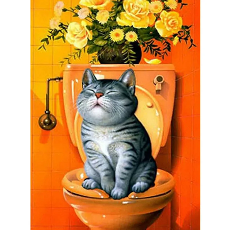 Алмазная 5D живопись сделай сам полноразмерная/круглая вышивка Кот Вышивка