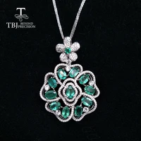 tbjbig 5 5ct zambia emerald pendant necklace 925 sterling silver fine precious gemstone jewelry for women anniversary party
