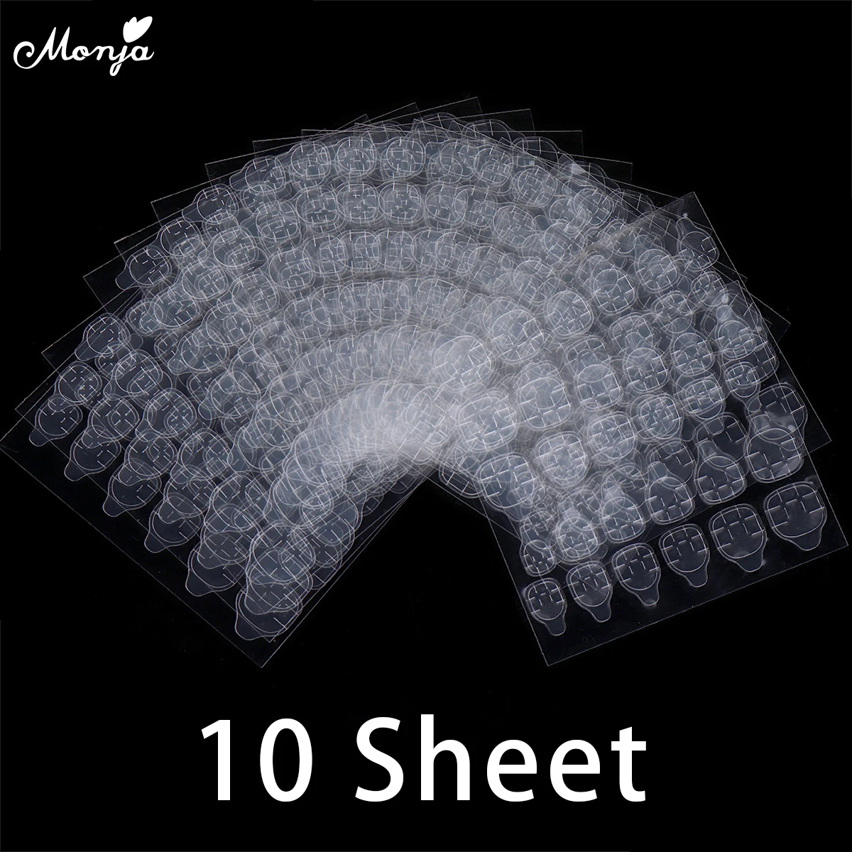 10 Sheet Monja дизайн ногтей Гибкие прозрачные двухсторонние клейкие наклейки с лентами пальцев для накладных ногтей типсы аксессуары - Цвет: 10 Sheet