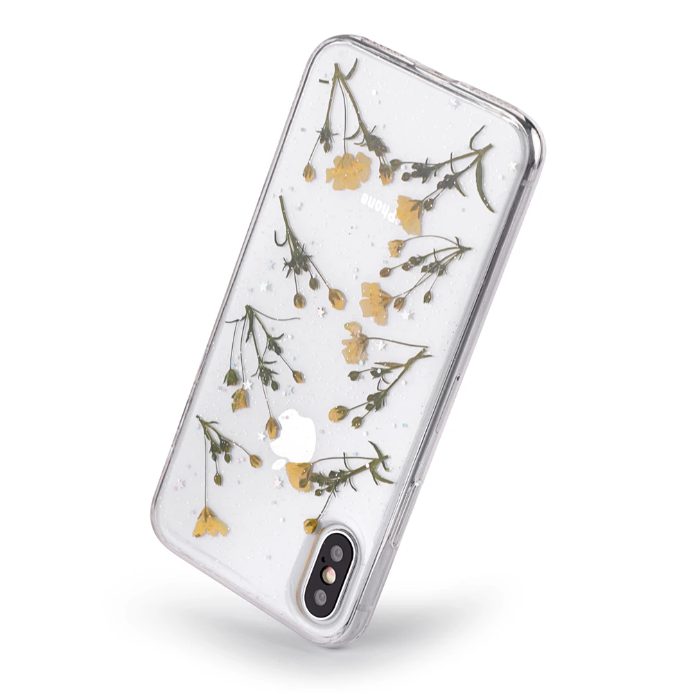 Qianliyao настоящие сушеные чехлы с цветочным принтом для IPhone X XS Max XR 6 6S 7 8 Plus 11 Pro Max чехол ручной работы мягкий свежий цветок чехол для телефона