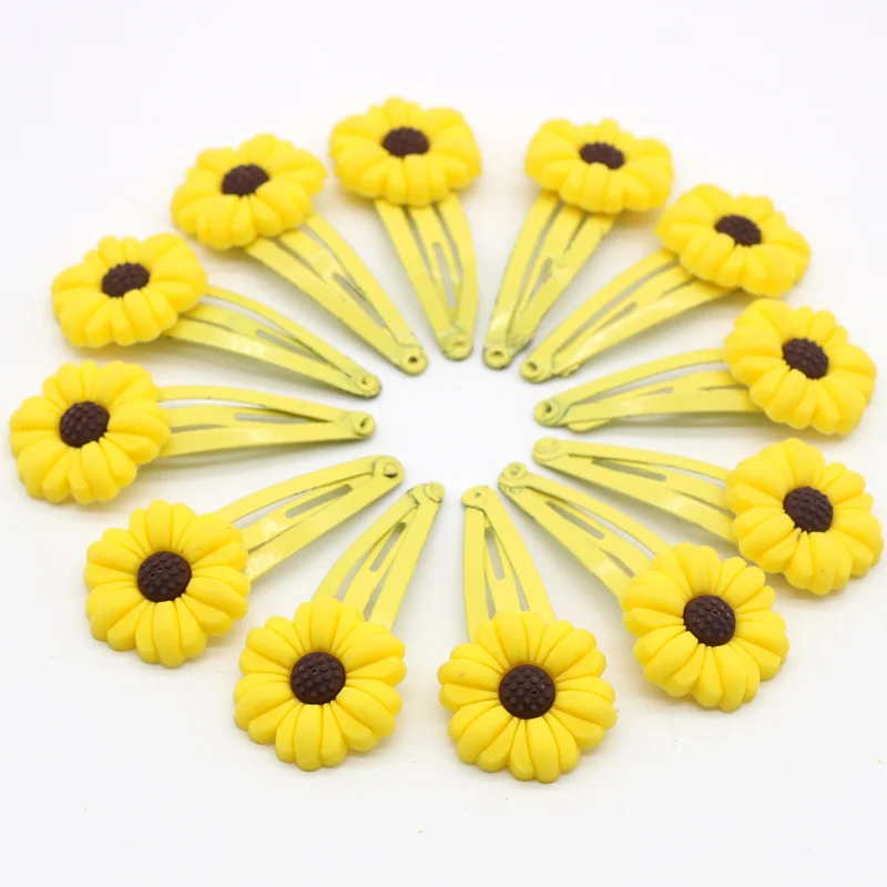Yellow flower clip 12 шт., hello kitty, эластичные резинки для волос, заколки для волос, для девочек, конский хвост, резинки, милые резинки для волос, резинки, резинки, аксессуары для волос - Цвет: Yellow flower clip