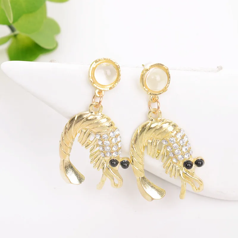 Cute Lobster Shape Drop Earrings For Girl Women Lady Fashion Dangle Earring Personality Long Statement Jewelry Cubic Zirconia | Украшения и