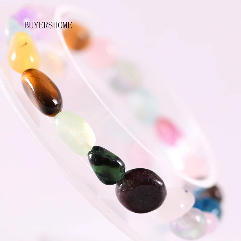 Multi Color Stone Натуральный камень мульти цветной флюорит гранат красный циозит Lapis кристалл браслет цепочка неправильной формы бусины для женщин 7," 1 шт - Окраска металла: Multi Color Stone