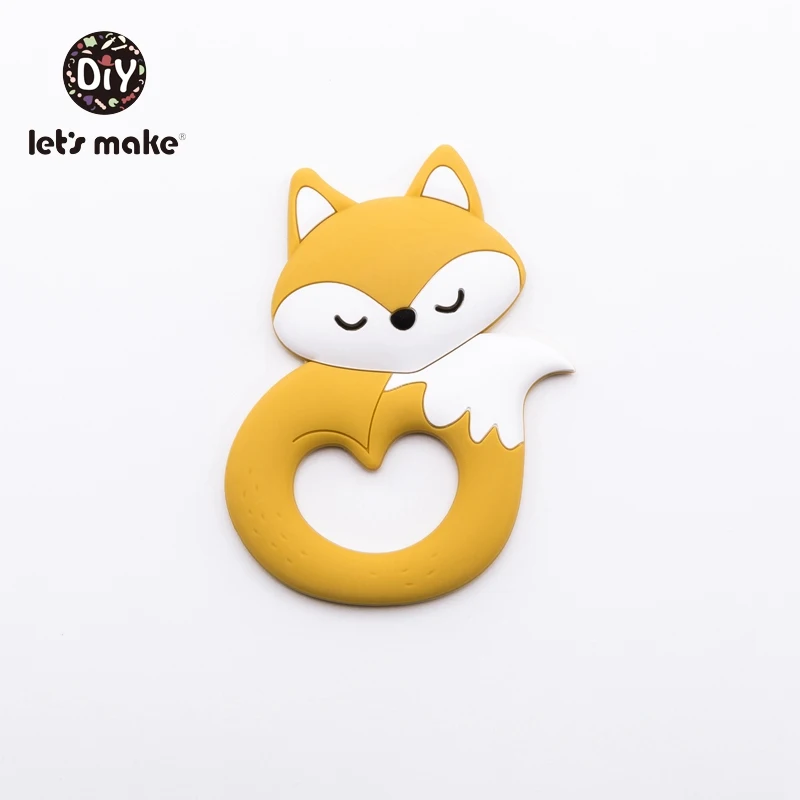 Yellow Let's Make/6 шт., Прорезыватель для зубов для малышей, миниатюрный стержень, Прорезыватель для зубов из пищевого силикона, Прорезыватель для зубов для малышей, Силиконовые Прорезыватели в форме лисы и животных - Цвет: Yellow