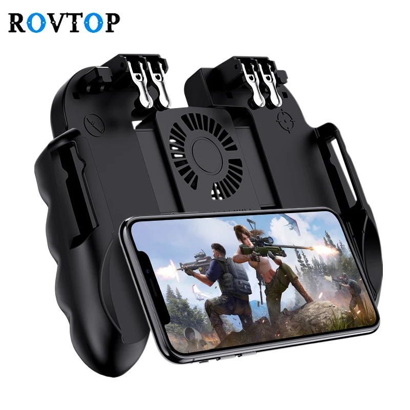Rovtop PBUG Mobile Controller Gamepad Pubg Phone Trigger L1R1 Shooter Joystick Phone Holder Game Pad With Cooler Fan Z2