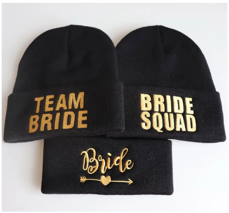 free shipping 5pcs wedding favor bridesmaid gift knitted hat BRIDE TEAM SQUAD TRIBE Bachelor party winter hats a for guests | Дом и сад