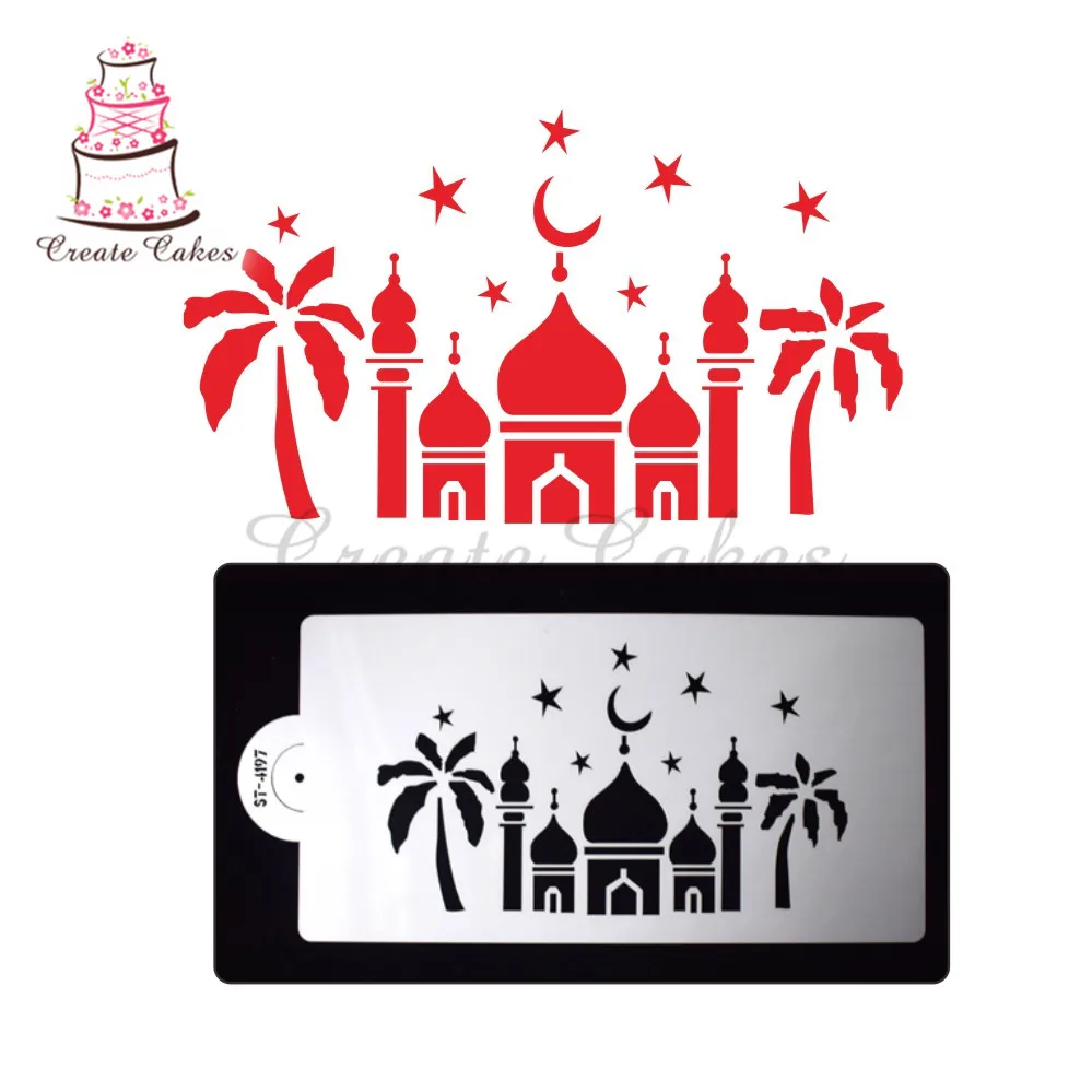 Трафарет Mubarak Eid Coco & Castle для украшения тортов и печенья пластиковый декоративный