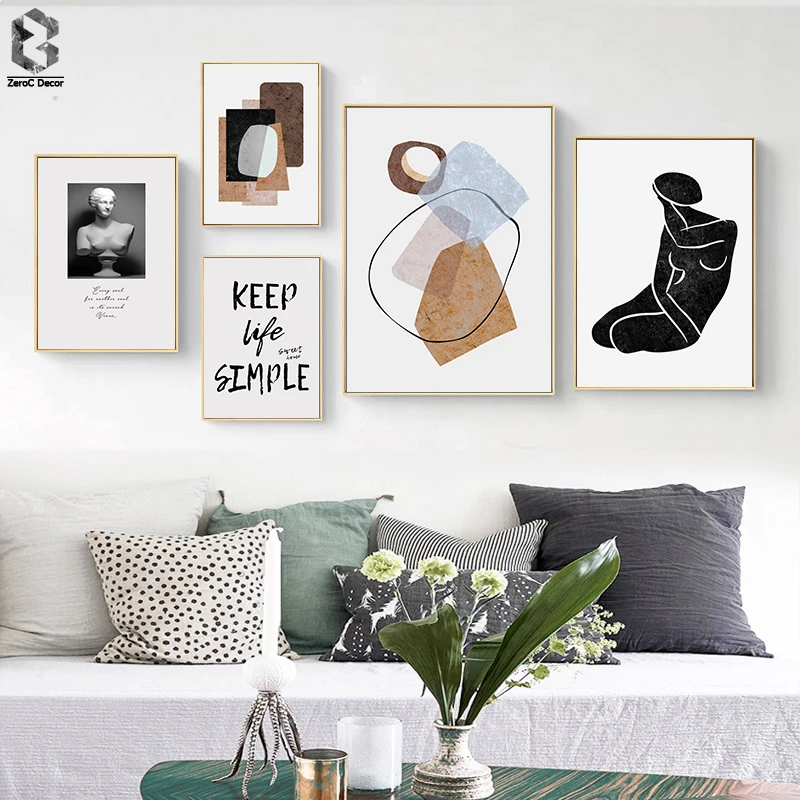 

Abstract Vintage Nordic Canvas Paintings Scandinavia Posters Prints POP Wall Art Picture for Bedroom Living Room Home Decoration