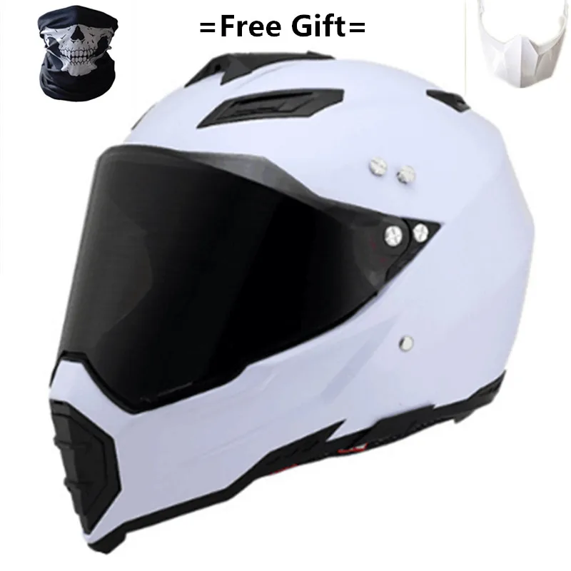 gloss white-dark BYE New Motorcycle Helmet Men Full Face Helmet Moto Riding ABS Material Adventure Motocross Helmet Motorbike DOT Certification - Цвет: gloss white-dark