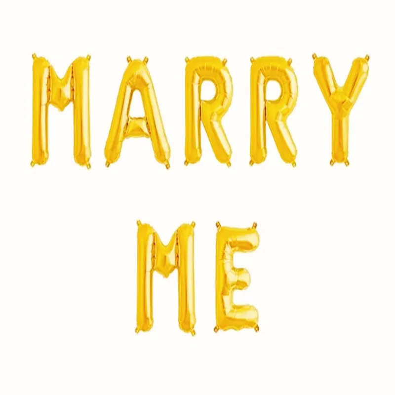 1 Set MARRY ME Kuchang Gold MARRY ME буква 18 дюймов сердце фольги шар День Святого Валентина бриллиантовое кольцо помолвка воздушный шар с дизайном «любовь» Свадебный шар - Цвет: 1 Set MARRY ME