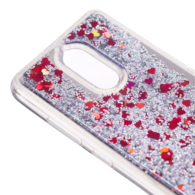 For Lenovo K6 K33a48 Case Glitter Liquid Silicone Cover Vibe Love Heart Transparent Mirror capa |
