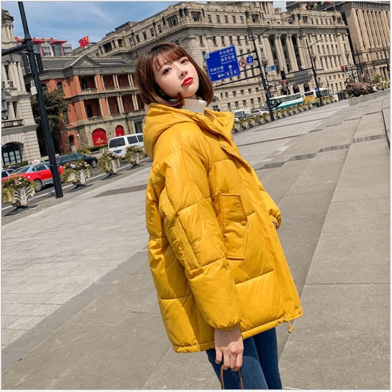 

winter women Coat 2019 Winter Jacket Women Loose Short Glossy Coat Jacket Thick Warm women Parka jaqueta feminina R239