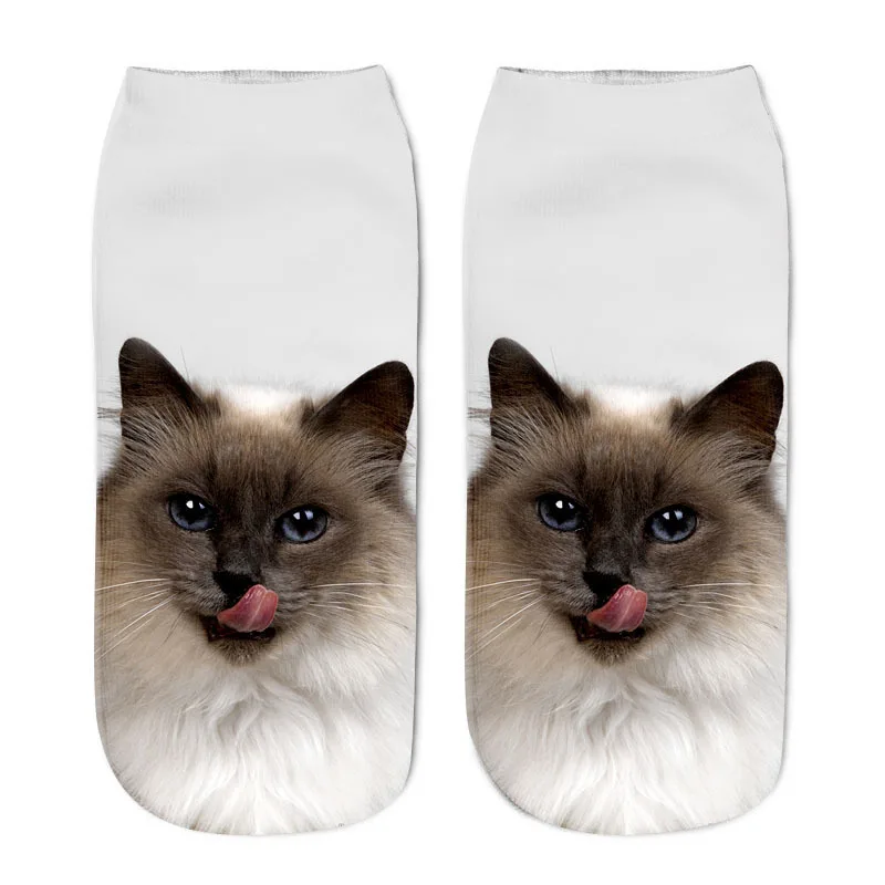 Cat Socks 3D Printing Female Women Low Cut Ankle Calcetines Mujer Casual Hosiery Printed Sock | Женская одежда