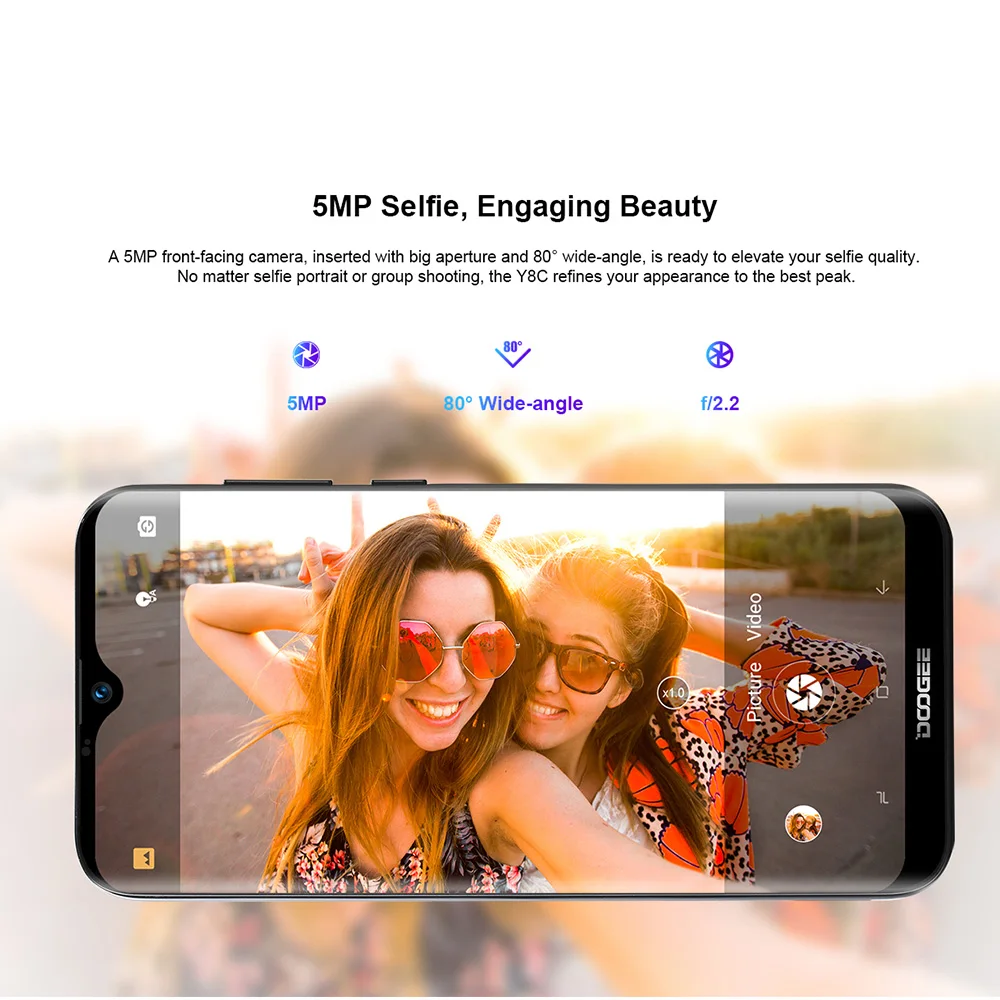 DOOGEE Y8C Android 8 1 6 дюймов 19:9 смартфон MTK6580 ГБ ОЗУ 16 Гб ПЗУ 3400 мАч две sim карты Мп + 5 экран
