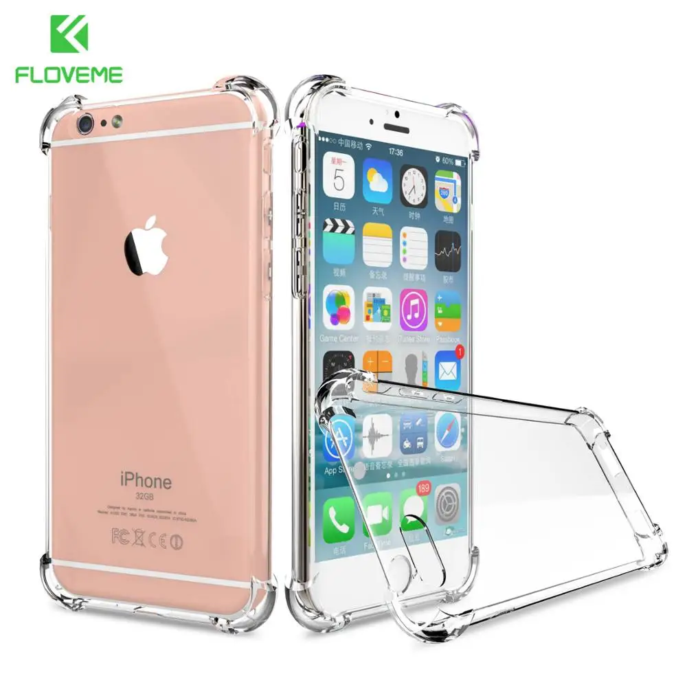 Clear Floveme чехол для iPhone 6 S iPhone6 6 S iPhone 7 чехол плюс Crystal Clear Мягкие TPU Тонкий прозрачный чехол телефона Капа для iPhone 7 чехол на айфон 6 6s Plus чехол на айфон 7 7 Plus чехлы на телефон чехол на айфон - Цвет: Clear