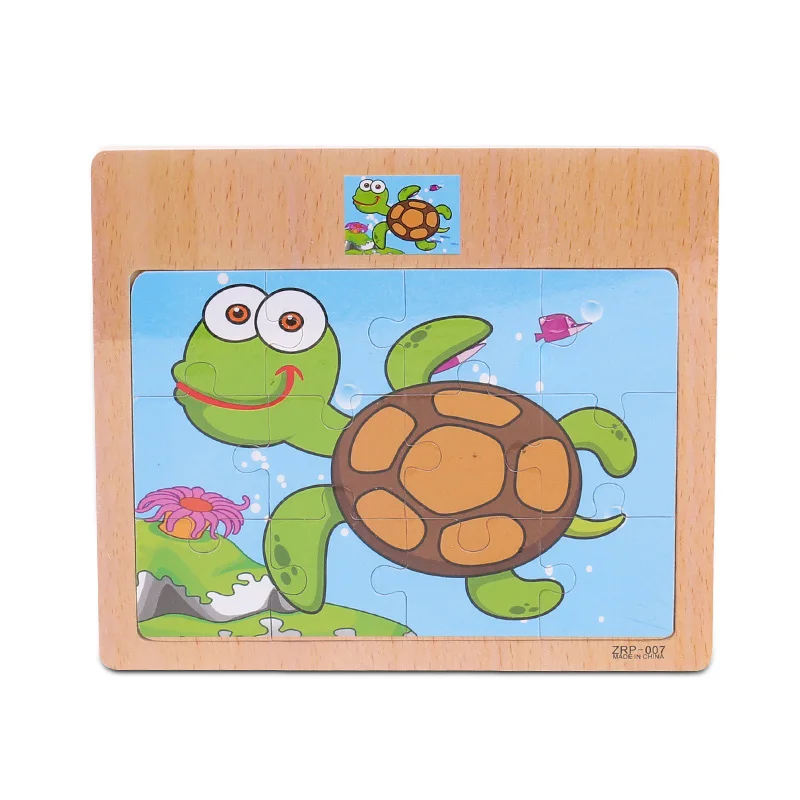 Tortoise Детская головоломка-головоломка, деревянная доска, игрушка-головоломка, детская От 1 до 5 лет, мультяшное животное и движение, Когнитивная головоломка для раннего образования - Цвет: Tortoise