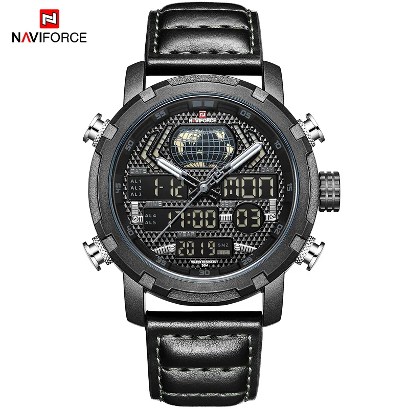 BGYB NAVIFORCE мужские часы светодиодный цифровой хронограф спортивные военные кварцевые наручные часы водонепроницаемые часы мужские часы Relogio Masculino - Цвет: BGYB