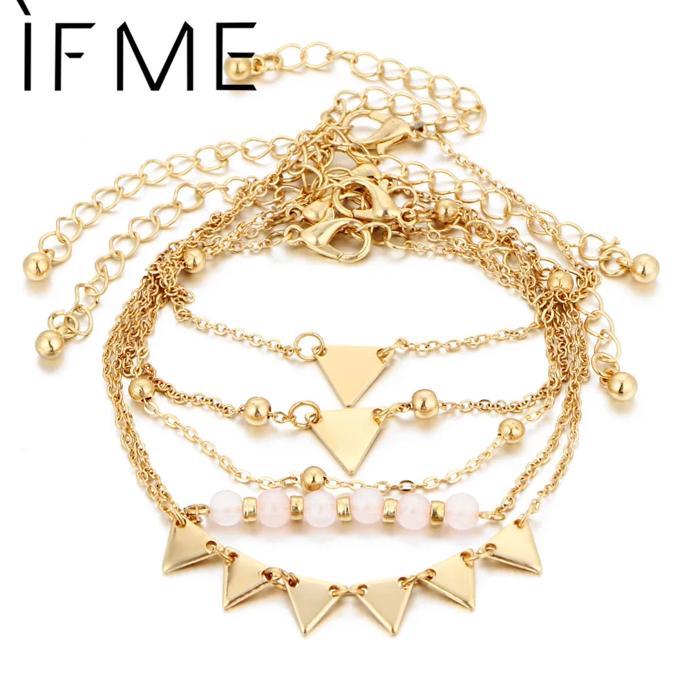Женские многослойные браслеты IF ME разноцветные золотистого цвета с