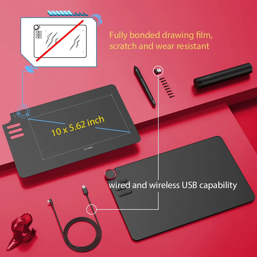 Графический планшет для рисования XP Pen Deco 03 бесспроводный с многофункциональным