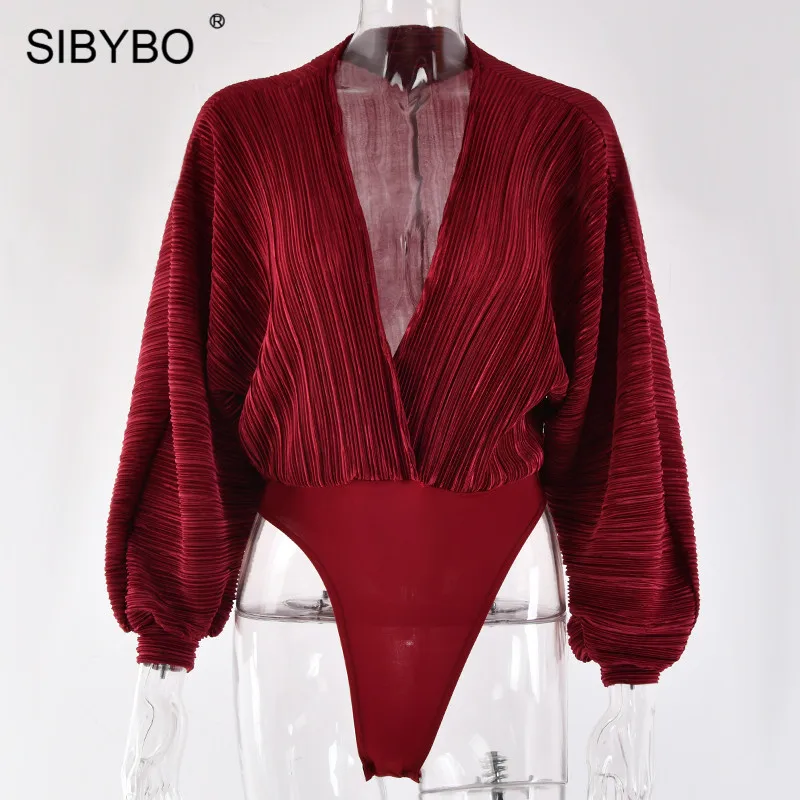 Sibybo, сексуальный комбинезон с глубоким v-образным вырезом в стиле пэчворк, женский модный Свободный комбинезон с длинным рукавом, Осенний повседневный комбинезон, комбинезон