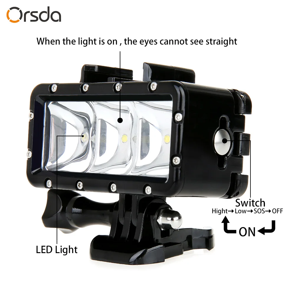 Orsda gopro light светодиодный свет высокой Мощность на камеры видеонаблюдения Видео led