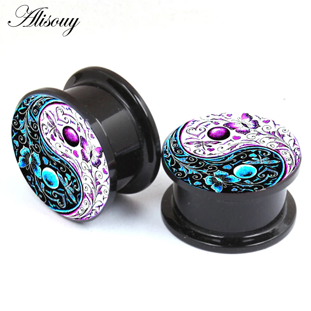 Растягивающаяся туннель Alisouy в виде бабочки и цветка Тай Чи|ear gauges|plug tunnelgauge plug |