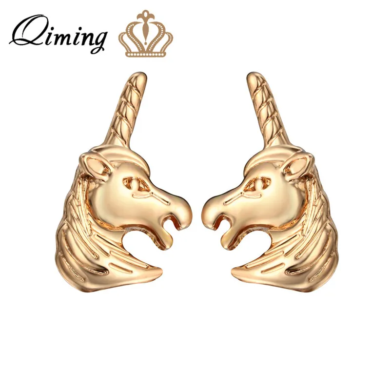 QIMING серебряные детские серьги для женщин Женская кошачья лапа Лебедь Колибри животное кулон серьги в богемном стиле дешевые ювелирные изделия гвоздики