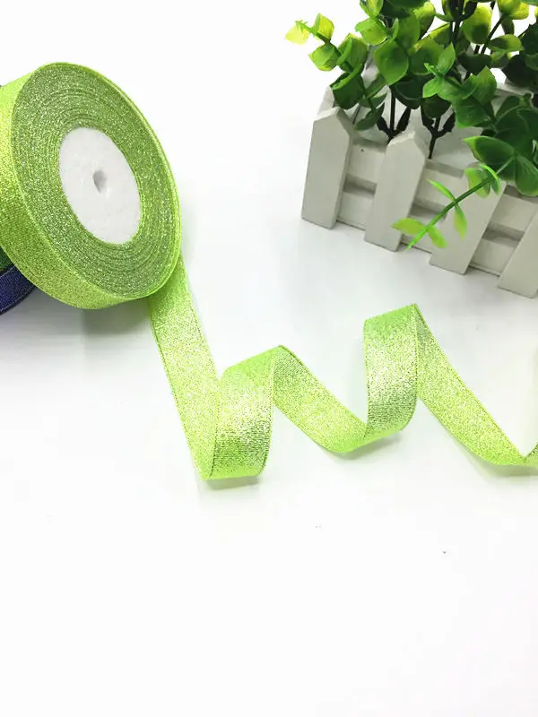Fluorescent green Многоцветный выбор(25 ярдов/рулон) 6/8 ''(20 мм) блеск лямки/подарок Обёрточная бумага с кружевной лентой - Цвет: Fluorescent green