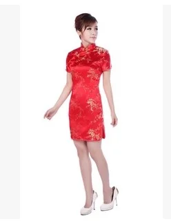 Дешевые cheongsam черное Восточное Шанхай Тан платье традиционная китайская одежда узоры современный Ципао платье красный cheongsam шелк - Цвет: Красный