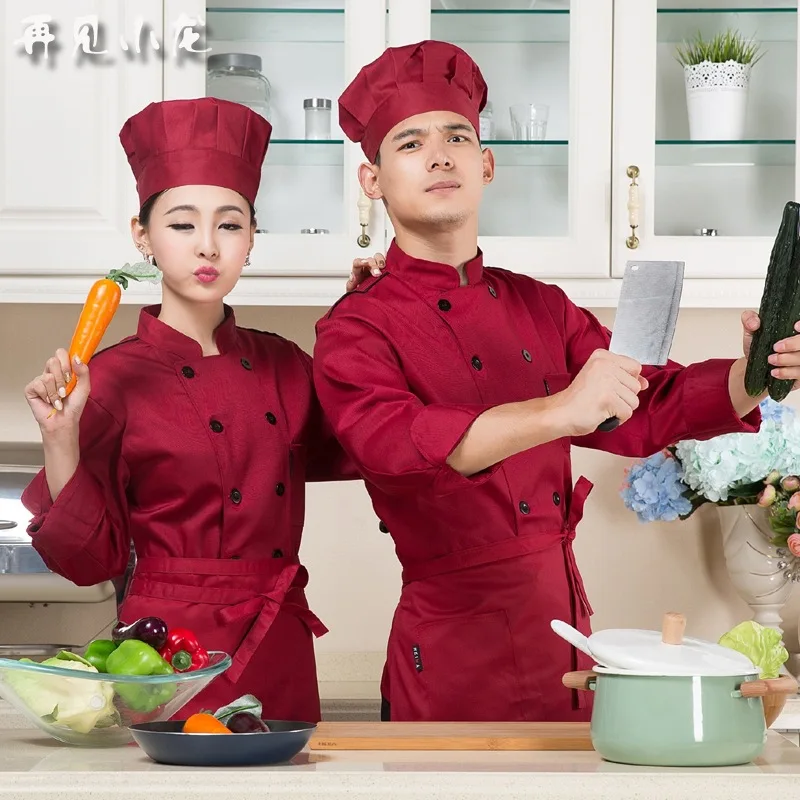 Мужской костюм повара для взрослых Униформа с длинным рукавом Мужская кухонная