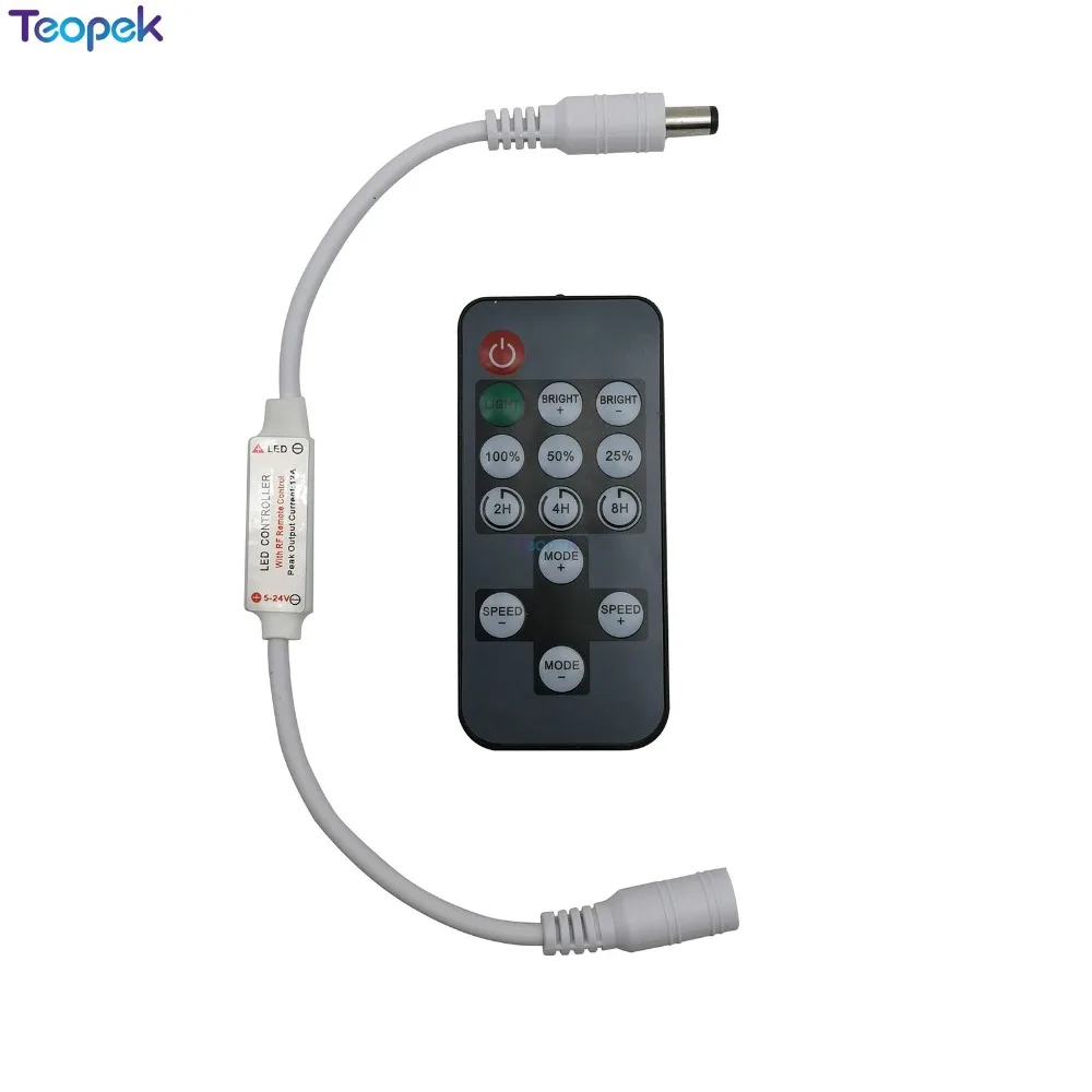 Мини РЧ светодиодный регулятор времени 14 клавиш пульт дистанционного управления светодиодный с регулируемой яркостью диммер для одноцветной полосы света DC5-24V