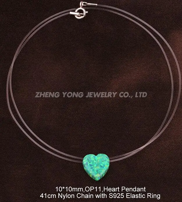 OP11-Heart shape Горячая Распродажа, прозрачная цепочка, белый опал, Хамса, ювелирное изделие, сглаз/Сердце/груша/Крест/Слон/Фатима, ручной опал, ожерелье для женщин - Окраска металла: OP11-Heart shape