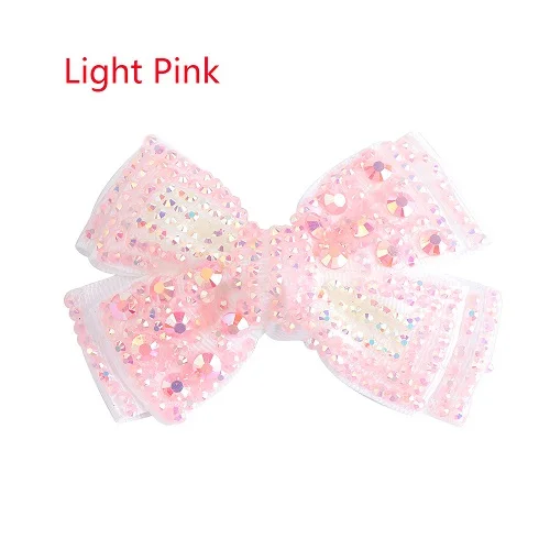 Light Pink 1 шт. модные " корсажная лента заколки детские банты для волос с блестками Стразы шпильки заколки для девочек аксессуары для волос - Цвет: Light Pink