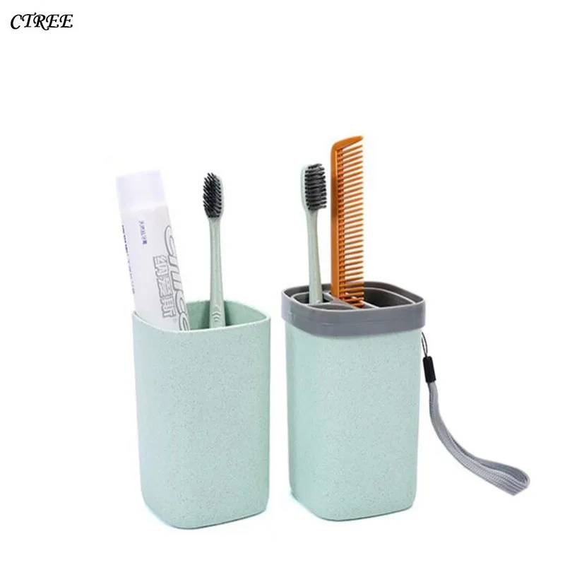 

CTREE 1Pcs Portable Bathroom Tumblers Travel Wash Toiletries Storage Cup Toothbrush Home Accessories Supplies Double Cups C424