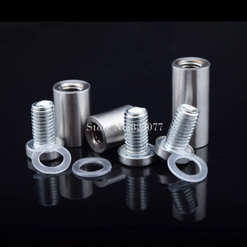 

200PCS 25x25mm Stainless Steel Glass Fasteners Acrylic Advertisement Hollow Standoffs Pin Nails Billboard Fasteners Screw KF739