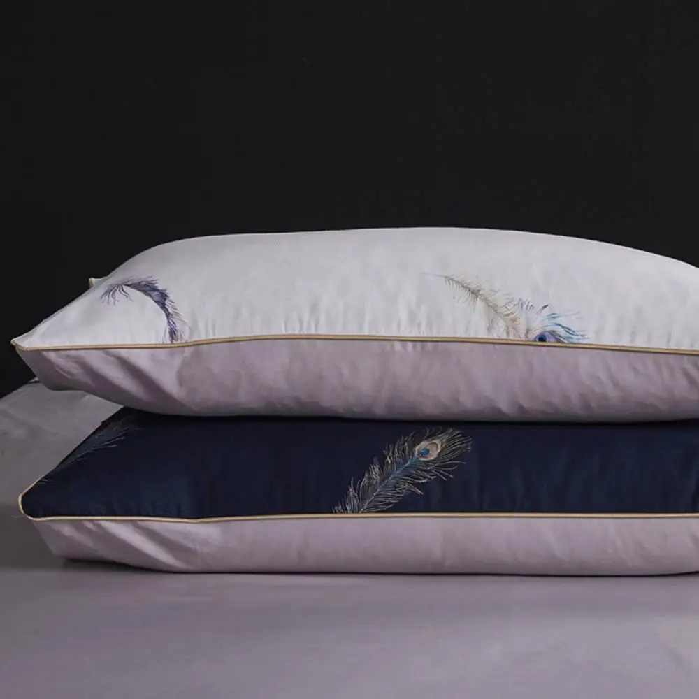 Papa&Mima Feathers print Egyptian cotton Queen King size Luxurious bedding set duvet cover flat sheet pillowcases