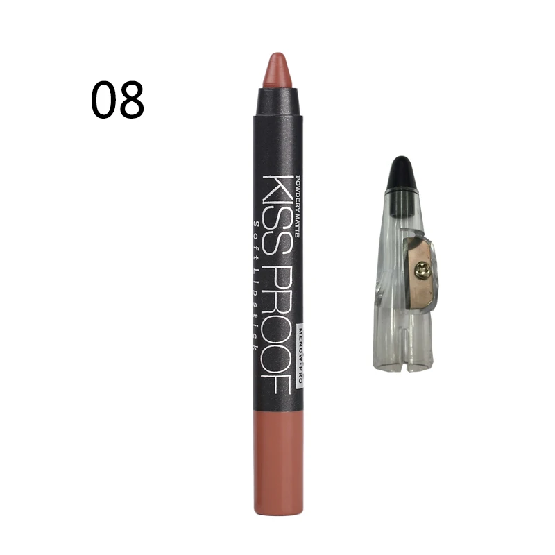 08 Menow 19 цветов, стойкая к поцелуям, сексуальная, красивая, водостойкая ручка для помады, стойкая, не выцветает, помада, подарок, 1 шт., точилка для карандашей P13016 - Цвет: 08