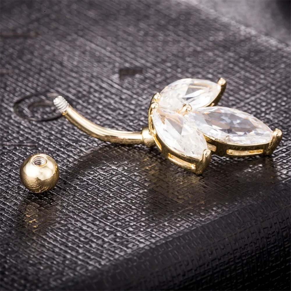 Gussiarro цветок 3 цвета CZ кольца для пупка пирсинг для тела бижутерия Umbigo Percing Body Jewelry пирсинг
